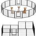 Dog Playpen 24 Inch 16 Panles, Suitable for Indoor and Outdoor Use, Perfect Dog Fence for Camping, Yard, RV, Black
