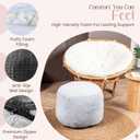 Cozy Plush Grey Pouf | Living Room Ottoman Footrest at 20 x 15 Inches | Soft, Non-Shedding Round Stool Sofa Ottoman with Supportive Foam Filling | Foot Rest for Couch