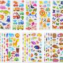 24 Sheets(500+) 3D Puffy Stickers for Toddlers Kids, Bulk Preschool Sticker Sheets for Reward, Craft, Scrapbooking Including Animal, Fruits, Dinosaurs, Fish and More