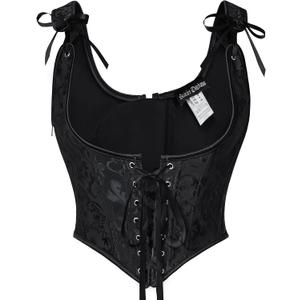 Scarlet Darkness Corset Tops for Women Renaissance Underbust Corset Boned Lace Up Corsets (Black, M)