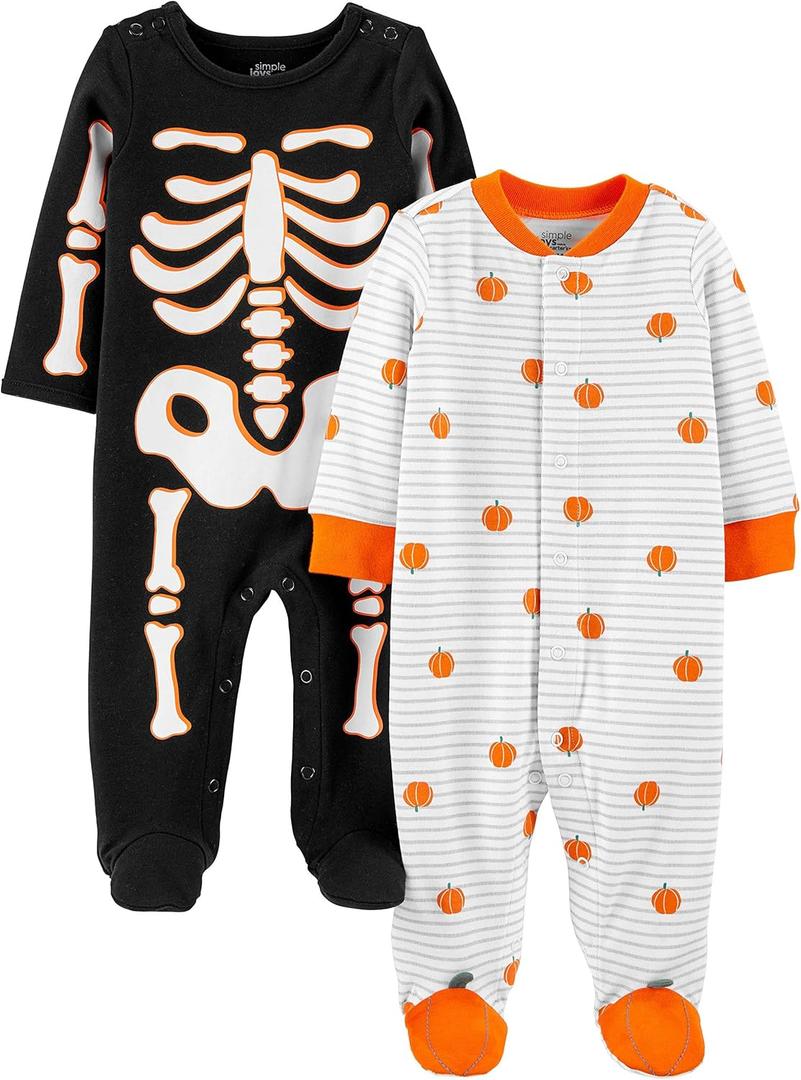 Simple Joys by Carter's unisex-baby 2-pack Halloween Cotton Footed Sleep and Play (6-9 Months)