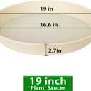 2 Pack of 18 19 inch Plant Saucer Drip Tray (16.6 inch Base), Heavy Duty Deep Plant Saucers for Pots, Plastic Flower Planter Water Trays for Indoors Outdoor (19", Beige)