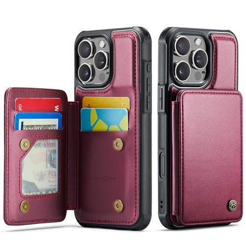 Vinich for iPhone 16 Pro Max Wallet Case with Card Holder, RFID Blocking Credit Slots Kickstand Shockproof Phone Cover Fit for iPhone 16 Pro Max 6.9" Burgundy