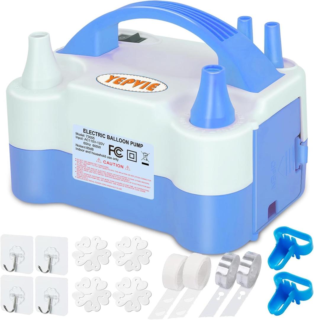 Electric Balloon Pump, Portable 2 Modes Balloon Blower Machine with 14 Balloon Arch Kits, Air Pump for Balloon, Balloon Inflator for Party Decoration (Blue)