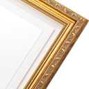 Poster Palooza 10x16 Frame Gold Antique Solid Pine Wood Picture Frame with UV Acrylic Plexiglass, Foam Board Backing & Hanging Hardware Included