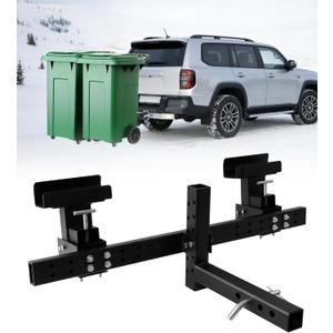 Dual Trash Can Hauler Hitch, Allowing Backing-up Off-Ground, High Capacity Trash Can Hitch for Car Truck/Golf Cart/ATV/UTV with 2" Receiver