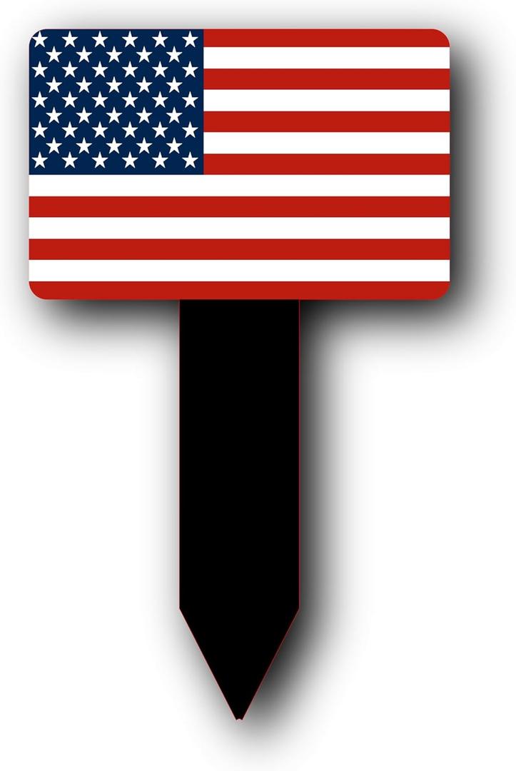 American Flag Stake for Garden  UV Printed Outdoor Patriotic Decoration, 9" High Black Acrylic Stake  Perfect for Independence Day, Memorial Day
