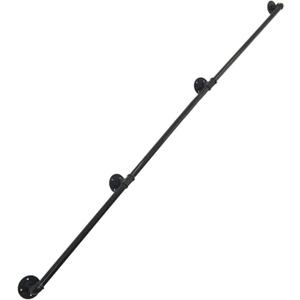 DIYHD 12FT Wall Mount Pipe Handrail for Stairs,Industrial Rustic Black Indoor Deck Hand Rail