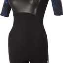 ZONE3 Women's Shortsleeve Swimskin (Medium, Black/Blue)