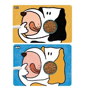Miyoky Large Dog Food and Water Mat - Non-Slip, Absorbent, Easy Clean Pet Feeding Placemat, Waterproof Quick Dry for Messy Drinkers in Blue (27.5"x19.6"), Pack of 4(2 Blue, 2 Yellow)