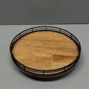 9" Oak Wood Lazy Susan Turntable Organizer for Cabinet, Round Wooden Farmhouse Lazy Susan Organization and Storage for Dining Table, Pantry, Kitchen, Countertop, Cupboard,Home Decor, Brown & Black, 9 inches