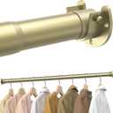 Closet Rods for Hanging Clothes, 17 to 54 Inches Stepless Adjustable Metal Closet Rod, 1.3 Inches Heavy Duty Clothes Hanging Rod for Closet Wardrobes Laundry RV, Gold