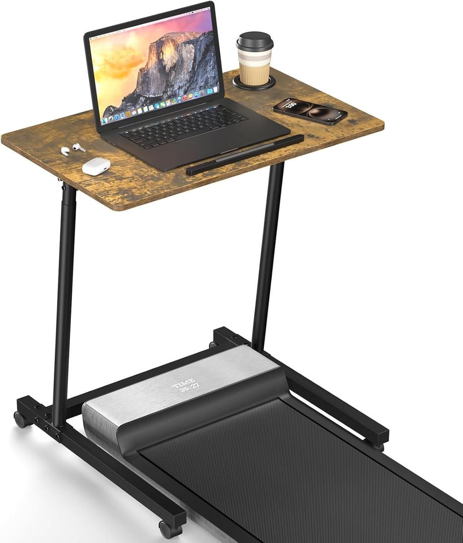 Treadmill Desk, Mobile Small Standing Desk with Wheels for Walking Pad, Portable Table for Laptop, Rolling Table Adjustable Height, Bedside Table