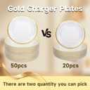 ejonirinjonir EI 13 Inch Gold Charger Plate,50pcs Clear Charger Plates with Gold Rim,Disposable Chargers Plate,Plastic Chargers Plates for Dinne Family Party and Wedding