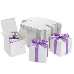 Jucoan 100 Pack White Paper Gift Boxes with Lids, 4 x 4 x 4 Inch Gift Wrapping Box Party Favor Box Goodies Treat Boxes Candy Boxes for Wedding, Bridesmaids Proposal, Birthday, Easter