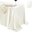 1 Pack Ivory Satin Tablecloth 58 x 102 Inches, Rectangular Satin Table Cloths for Wedding Reception, Birthday Party, Graduation & Holiday Banquet Tables