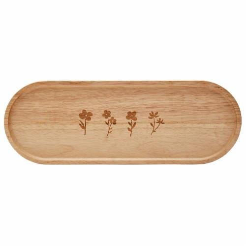 Holiday Home Rubber Wood Footed Charcuterie Board, 
20 inch L x 7.25 inch W x 1.75 inch H
