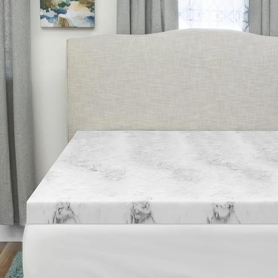 BioPEDIC 3-Inch King Size Mattress Topper, Bamboo Charcoal Infused Medium Plush Memory Foam Mattress Topper, CertiPUR-US Certified, White, King Size (80" L x 76" W x 3" H)