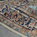 GENIMO 8x10 Area Rugs for Living Room, Machine Washable Non Slip Vintage Retro Rugs, Low Pile Lightweight Chenille Print Rug for Bedroom, Dining Room, Home Office, Blue Brick Red