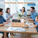 Wicker Party Silverware Caddy, Water Hyacinth Plastic Cutlery Utensil Holder, Hand Woven with Handles, Kitchen Countertop and Picnic flatware Organizer (5 compartments)