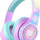 iClever Auraa Active Noise Cancelling Headphones for Kids, LED Light Up, Bluetooth 6.0, Safe Volume 80dBA, 47H Play Time,Fast Charging,Kids Headphones Wireless with Mic AUX Cord for Travel iPad,Purple