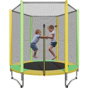 60" Trampoline for Kids, Indoor & Outdoor Trampoline with Net, Basketball Hoop Birthday Gifts for Boys & Girls, Baby Toddler Christmas Toys/Green