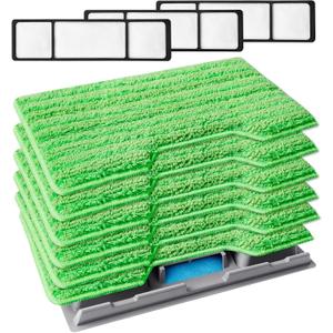 KEEPOW Reusable Mop Replacement Pads Compatible with Shark Vac Mop VM252 VM200 VC205 VM250 /QM250 VM190 VM200P12, Washable Vacuum Mop Pad Refills, Upgraded Design of Dirt Chamber (1+3+6 Pads)
