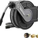 Giraffe Tools Pressure Washer Hose Reel 60ft, 1/4" Power Washer Hose Reel, Automatic Rewind, Wall Mounted, 4000 PSI