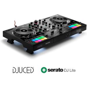 Hercules DJControl Inpulse 500 DJ Controller – Beginner DJ Set, 2-Deck USB DJ Mixer with Built-In Audio Interface, RGB Pads, Touch-Sensitive Jog Wheels