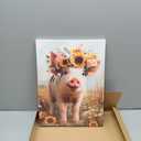 Rustic Pig Nursery Wall Art For Kids Cute Animal Bathroom Canvas Wall Decor Country Pictures Paintings Prints Artwork Framed Decorations For Girls Boys Children's Room Bedroom Living Room Gifts 12" x 16"