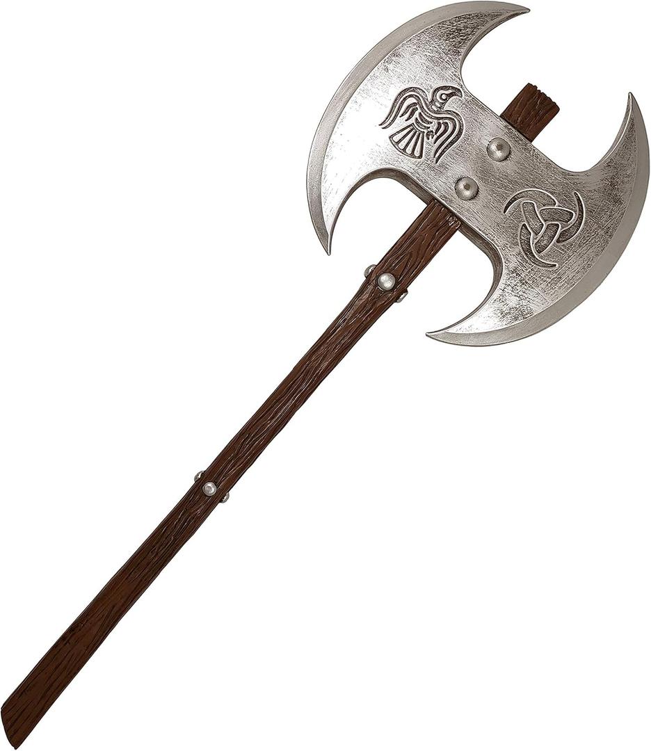 LOOYAR PU Foam Viking Two Handed Axe Weapon Toy Adult Toy for Berserker Soldier Warrior Costume Battle Play Halloween Cosplay LARP