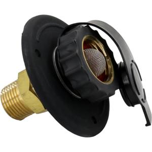 RV Water Inlet Connection City Water Fill Inlet Flange Brass with Check Valve RV Water Hose Connector City Water Fill Flange City Water Hookup for Camper (Black)