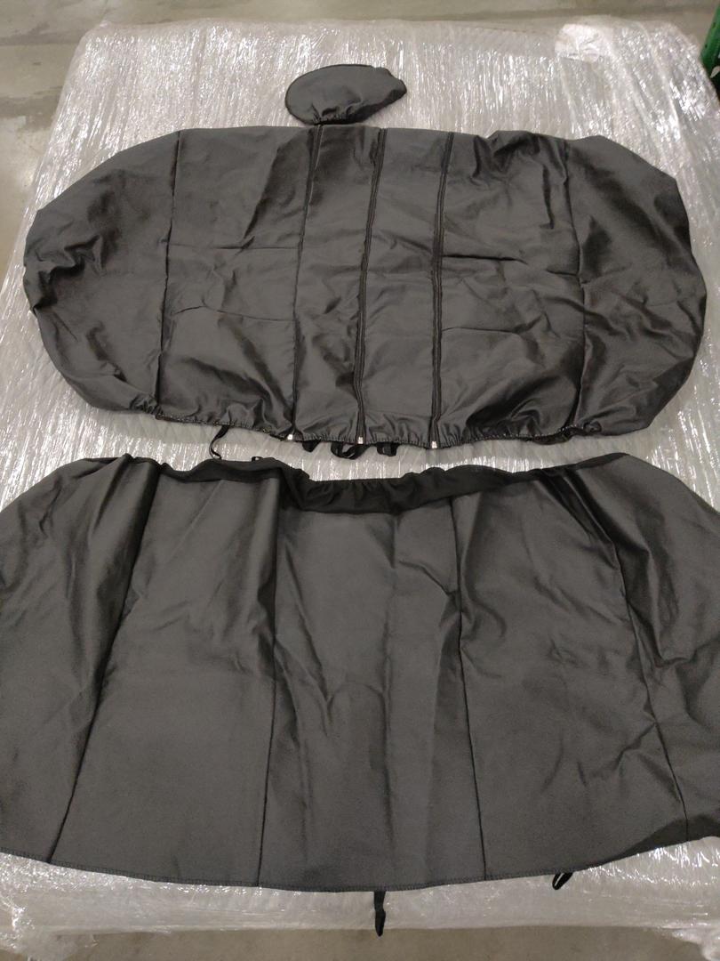 Three Piece Car Seat Cover Leather Black 30"x48" , Rear Row