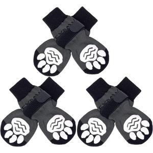 EXPAWLORER 6PCS Anti-Slip Dog Socks to Prevent Licking Paws,Dog Shoes for Hot Pavement, Best Paw Protector Traction Control on Hardwood Floor, Dog Booties for Puppy Small Medium Large Senior Dogs (Black Grey), Medium (6 Count)