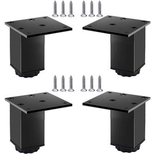 YXQ Furniture Cabinet Feet Adjustable Aluminum Alloy Kitchen Square Legs Black Support Table Sofa Leveling Foot Hardware with Screws (Pack of 4)