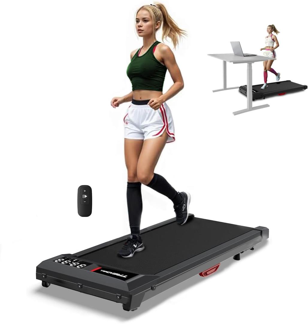 3 in 1 Treadmill and Walking Pad, Treadmills for Home/Office with Incline, Remote Control and LED Display (Bright Black)