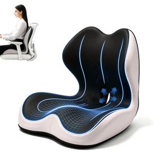 Breathable Ergonomic Memory Foam Seat Cushion & Lumbar Support Pillow, X-Large L-Shaped Coccyx Cushion with Tailbone Hollow, Pain Relief Pad, Ideal for Office Chair, Car, Gaming Chair & Wheelchair