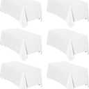 Easy-Going 6 Pack White Tablecloths 90x156 Inch for 8 Ft Rectangle Table, Washable Polyester Waterproof Stain Resistant Table Cloth, Decorative Table Cover for Kitchen, Dining Tables, Events