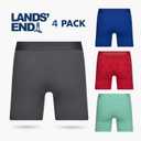 Lands' End Men's Underwear 4-Pack Men's Boxer Briefs for Men Breathable Double-Brushed Polyester, Medium 