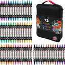 TBC The Best Crafts 72 Colors Dual Tip Acrylic Paint Markers, Double zipper design Topgrade Canvas bag,Waterproof, Non-Toxic, odorless, Suitable for Paper,Pottery, Stones, Glass,outdoor painting