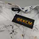 Wrinkle-Resistant Women's Button Down Shirts 2026 Spring Business Floral Prints Long Sleeve Casual Tops with Pockets, S