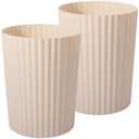 JiatuA Small Trash Can Plastic Wastebasket Round Garbage Container Bin for Bathroom, Kitchen, Bedroom, Home Office, College Dorm, Beige 2 Pack (1.8 Gallons, 2 Pack)