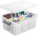 Trivon Plastic Storage Bins with 6 Removable Inserts, White Storage Container, 15.94x7.61x7.28 Inches, for Markers, Pens, Craft Tools17 QT Clear Storage Bins with Lids,