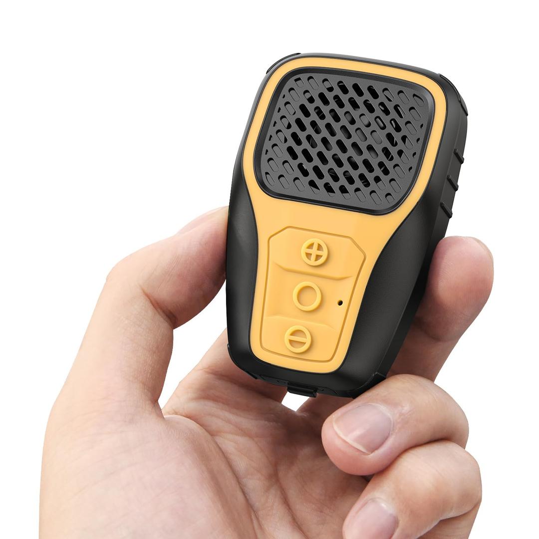 INGA Wearable Bluetooth Speaker, IP67 Waterproof Clip-on Mini Portable Speakers, Wireless Clip Speaker with Built-in Mic, Hands-Free Music and Calls for Work/Riding/Golf/Outdoor(Yellow)