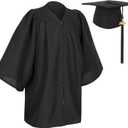 Matte Preschool and Kindergarten Graduation Cap Gown Set with Year Charm Tassel (30, Black)