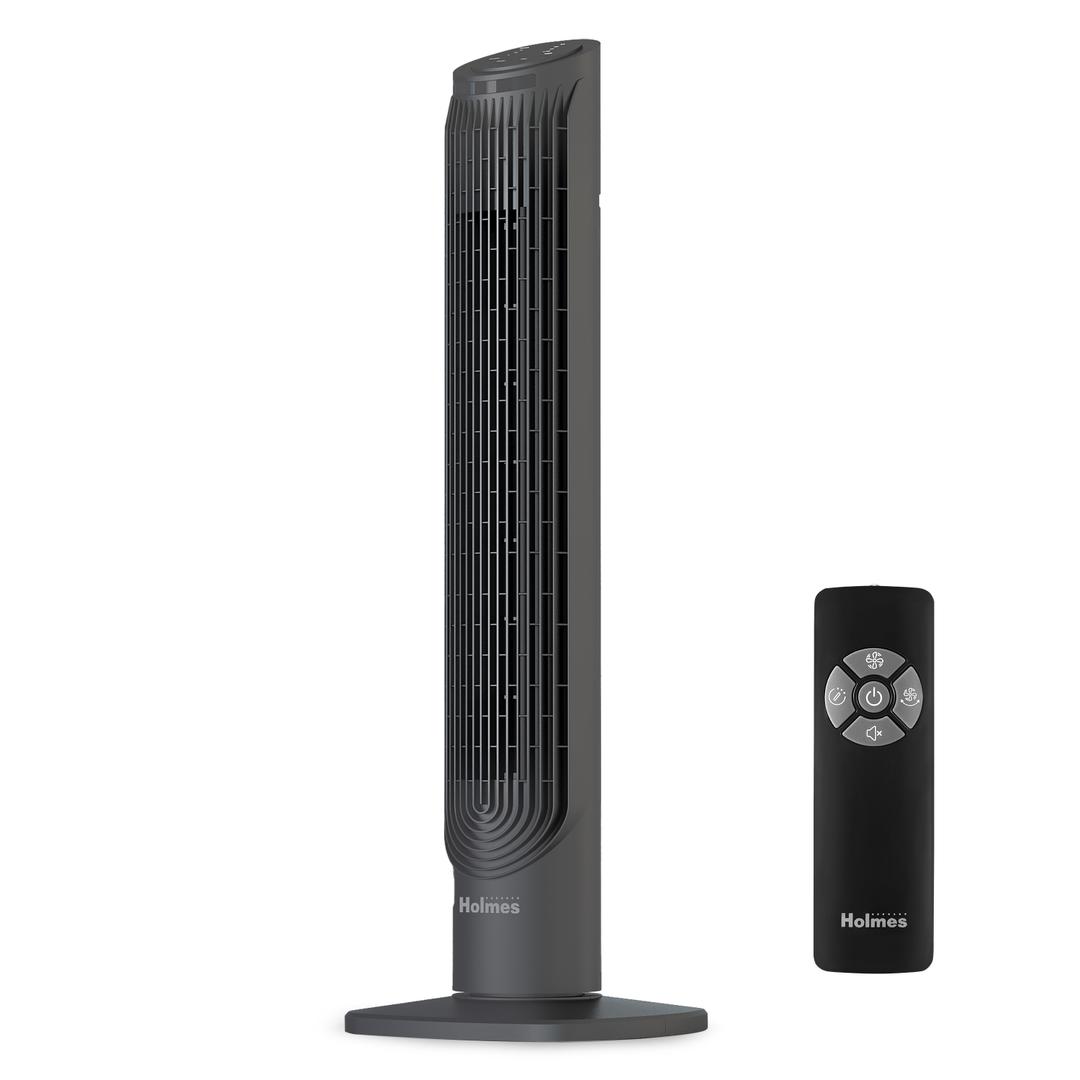 Holmes 36” Tower Fan – 3-Speed, Clean Breeze Feature, 80° Oscillation, 8-Hour Timer, Remote Control