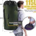 Backpack Laundry Bag, 115L Heavy Duty Extra Large College Laundry Backpack, Dirty Clothes Bag with Shoulder Straps, Laundry Hamper Bag with Drawstring Closure for College Dorm, Apartment Army Green