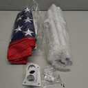 Flag Pole Kit with 3x5 American Flag - Includes 5ft Heavy Duty Tangle Free Flagpole,Embroidered 3X5 US Flag,Aluminum Mount Holder Bracket,Metal Flagpoles for Outside House,Porch,Outdoor - White