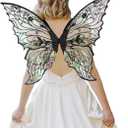 ALIBBON Fairy Wings Transparent Fairy Wings Costume for Women, Butterfly Wings Dress Up Accessories (Black)