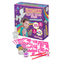 GirlZone 33 Fun Pieces Unicorn Glitter Tattoo Kit for Kids, Face & Skin-Friendly, Includes 24 Stencil Designs, 6 Colorful Cosmetic Glitters, 2 Brushes & 1 Body Adhesive, For Ages 3+
